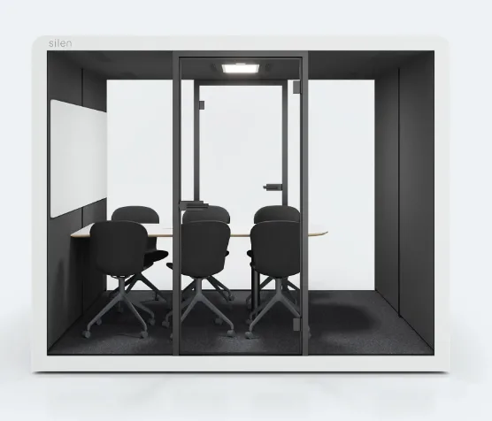 Silen Spacemax Acoustic Pod Demonstrating Quiet Air Dispersion System, available from M2 Office Interiors Ireland